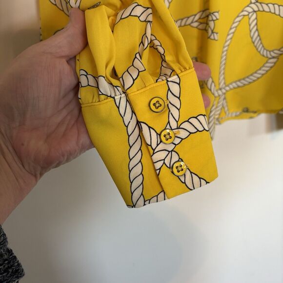 CAbi Reef Knot Blouse Top Size Small Style 5707 Long Sleeve Yellow Nautical NWT - Picture 5 of 11